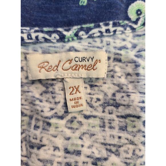 Red Camel 2x women's curvy blue and white tank top/ blouse - Picture 4 of 7